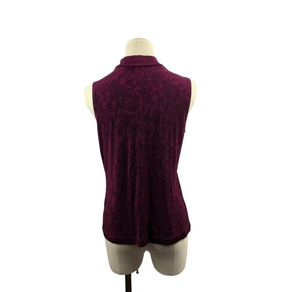 Sleeveless Burgundy Textured Top By Weekenders Size S/P - Picture 3 of 6
